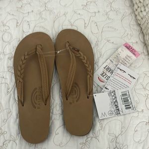 NWT Rainbow 'Flirty' Braided Leather Flip Flop